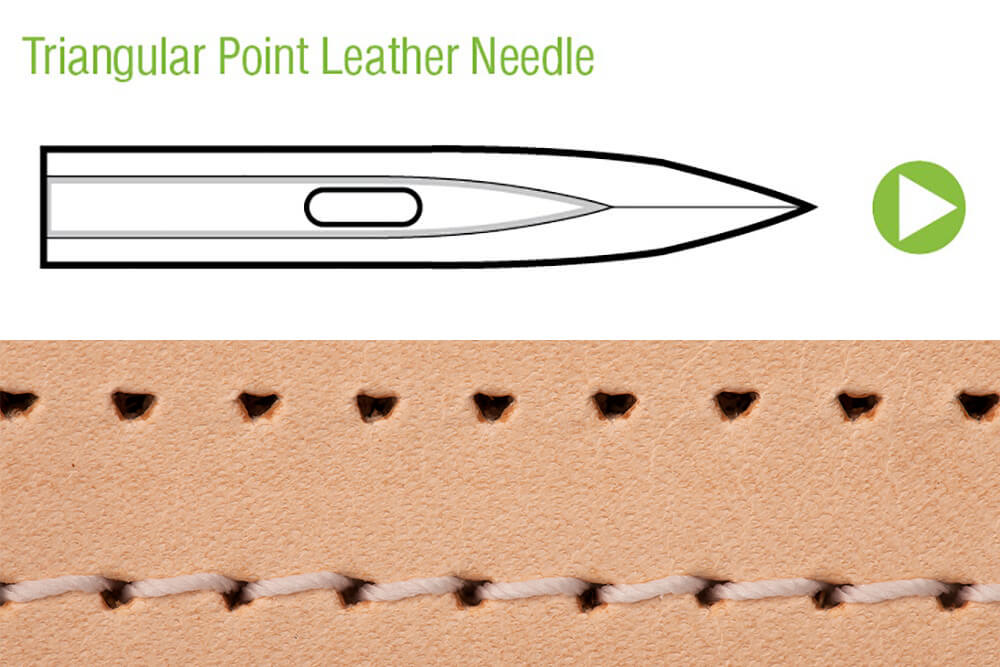 A Triangular Point is an ideal leather working needle for thick or hard leathers.